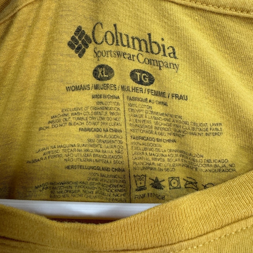 Columbia Shirt Womens XL Yellow Mountain Graphic Tee Short Sleeve Outdoor Casual - Picture 3 of 7